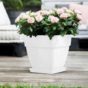 Elho - Bac à fleurs rond ou carré jardinière Blanc en plastique pour extérieur jardin terrasse pot de fleurs eckig/30 Liter (de)