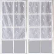 Enjoy Home - 2 voiles base droite 60 x 160 cm epitheo voile brodé coloris blanc