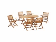 Ensemble de jardin 6 places 7 pièces - table à manger ovale et 6 chaises pliables - bois de peuplier pré-huilé