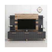 Ensemble meuble tv grace 180 cm anthracite et bois