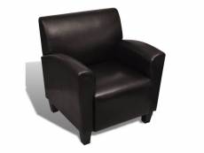 Fauteuil chaise siège lounge design club sofa salon cuir synthétique marron foncé helloshop26 1102043par3