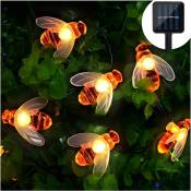 Guirlande lumineuse solaire à LED avec 30 LED Blanc chaud Pour extérieur Étanche Guirlande décorative pour jardin, fête, mariage, maison, fête (blanc