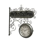 Horloge de gare en métal gris 55 x 10 x 59 cm