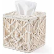 Housse de boîte de serviette en papier bohème décoratif carré porte - serviette avec boucle de perle dentelle serviette tissu organisateur décoration