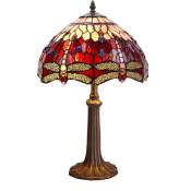 Lampe de table Tiffany avec base profilée Série Belle Amber D-20cm N'inclut pas l'ampoule assemblage requis non