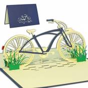 Lin Carte de vœux Pop Up 3D Motif Vélo bleu