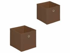 Lot de 2 boites en tissu brun ela boîte de rangement ouverte avec poignée dim 27 x 27 x 27 cm, pour linge jouets vêtements