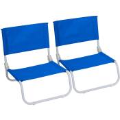 Lot de 2 chaises de plage pliantes basses, 45x49x17cm - Bleu
