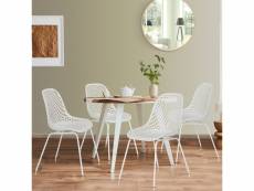 Lot de 4 chaises maelys blanches pied métal pour salle à manger