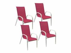 Lot de 4 chaises marbella en textilène rose - aluminium blanc