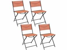 Lot de 4 chaises pliantes d'extérieur elba - rouge terracotta