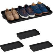 Lot de 4 rangements à chaussures, Bacs avec rebord élevés, pour 6 - 8 paires, plastique, 75 x 36,5 cm, noir