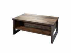 Meuble salon-séjour - table basse en mélaminé bois effet vieilli. L-h-p : 110 - 45 - 65 cm