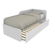 Mobilfino Camerette - ART.1064R - Canapé-lit simple 80x190 avec deuxième lit gigogne - blanc - blanc