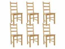 Orta - lot de 6 chaises naturelles et assises en bois