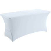 Oviala - Housse élastique stretch blanc pour table pliante hpde 180x75x74cm - Blanc