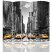 Paravent Urbain Panorama de New York et Taxis Jaune - 180 x 180 cm - 2 faces r° v° + rotation 360° - Jaune