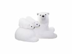 Paris prix - ours couché & 2 bébés "manteau" 40cm blanc