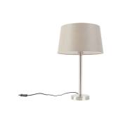 Simplo - Lampe de table avec Abat-Jour - 1 lumière - ø 320 mm - Taupe - Moderne - éclairage intérieur - Salon i Chambre - Taupe - Qazqa