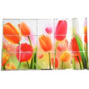 Stickers muraux tulipes romantiques pour la cuisine autocollants anti- graisse73 45cm