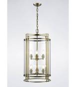 Suspension Eaton 6 Ampoules laiton antique/verre