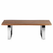 Table basse naturel/argent, 120x60 cm, bois