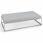 Table basse rectangulaire bois laqué gris et acier