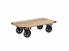 Table basse sur roues bois et acier - agale - l 110
