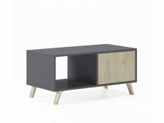 Table basse wind gris anthracite-chêne, 92x50x45cm