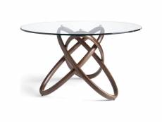 Table bois massif plateau en verre trempé Furniture_1424