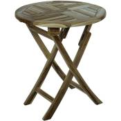 Table circulaire pliante en bois de teck de 66 cm de