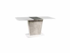 Table extensible en effet béton en bois sur un pied - blanc - 6 couverts - h 76 cm x l 110 cm