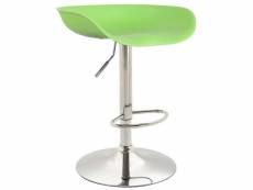 Tabouret de bar assise réglable en hauteur et pivotant en plastique vert pieds tulipe en métal chromé avec repose-pieds 10_0000380