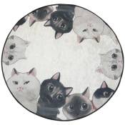Tapis de bain motif 10 chats - 100 cm - Multicolore - Wellhome