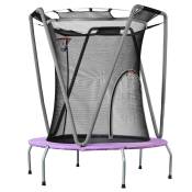 Trampoline de jardin rond en acier galvanisé, trampoline pour enfants, capacité de poids : 50 kg, taille (hl) : 157x147 cm, violet/gris