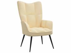 Vidaxl chaise de relaxation blanc crème velours