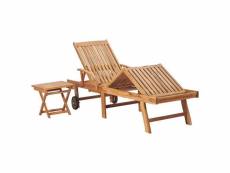 Vidaxl chaise longue avec table bois de teck solide 48017