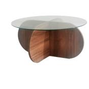 Wellhome - Tables Basses Rhin Ronde en Bois cristal en couleur Nogal