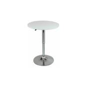 Woltu - 1 x Table de bar en mdf avec pied. Table ronde. Hauteur réglable. Blanc