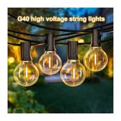 15M Guirlande Lumineuse Extérieure led avec 25 Ampoules E27 G40 en Plastique IP44 Étanche Guirlande pour Jardin Cour Patio Noël - Transparent