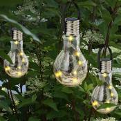 3x led solaire suspension lampe craquelé ampoule en verre décoration extérieure éclairage de jardin balcon lampe suspendue
