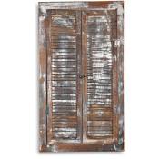 70cm miroir volets de fenêtre des meubles de maison de campagne marron miroir de fenêtre en bois Shabby verre