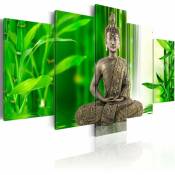 Artgeist - Tableau bouddha méditant - 100 x 50 cm - Beige, blanc, vert