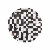 Beliani Beliani Tapis rond patchwork en cuir noir et blanc BERGAMA - noir et blanc