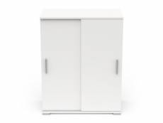 Buffet 2 portes coulissantes blanc mat - zily - l 80 x l 35 x h 101 cm