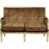 Canapé 2 places en polyester motifs léopard et manguier doré