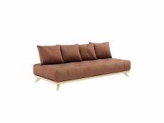 Canapé convertible futon senza pin naturel coloris brun argile couchage 90 cm. 20100996225