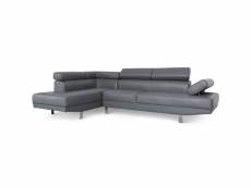 Canapé d'angle gauche 5 places simili cuir gris omeg