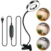 Ccykxa - Lampe de Bureau LED,Lampe Clip avec Chargeur USB,360° Flexible Lampe de Lecture à Clipsable,3 Modes d'Éclairage&10 Niveaux Dimmable,Bouton
