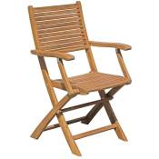 Chaise de jardin pliante en bois avec accoudoirs extérieure